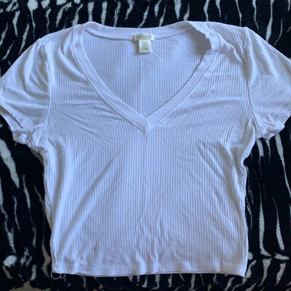 white v-neck crop top